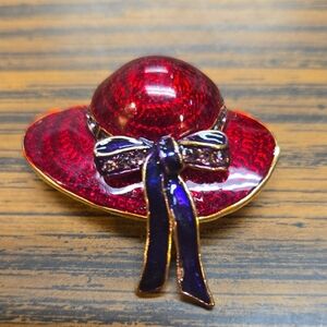 Chic Red and Purple Hat Brooch